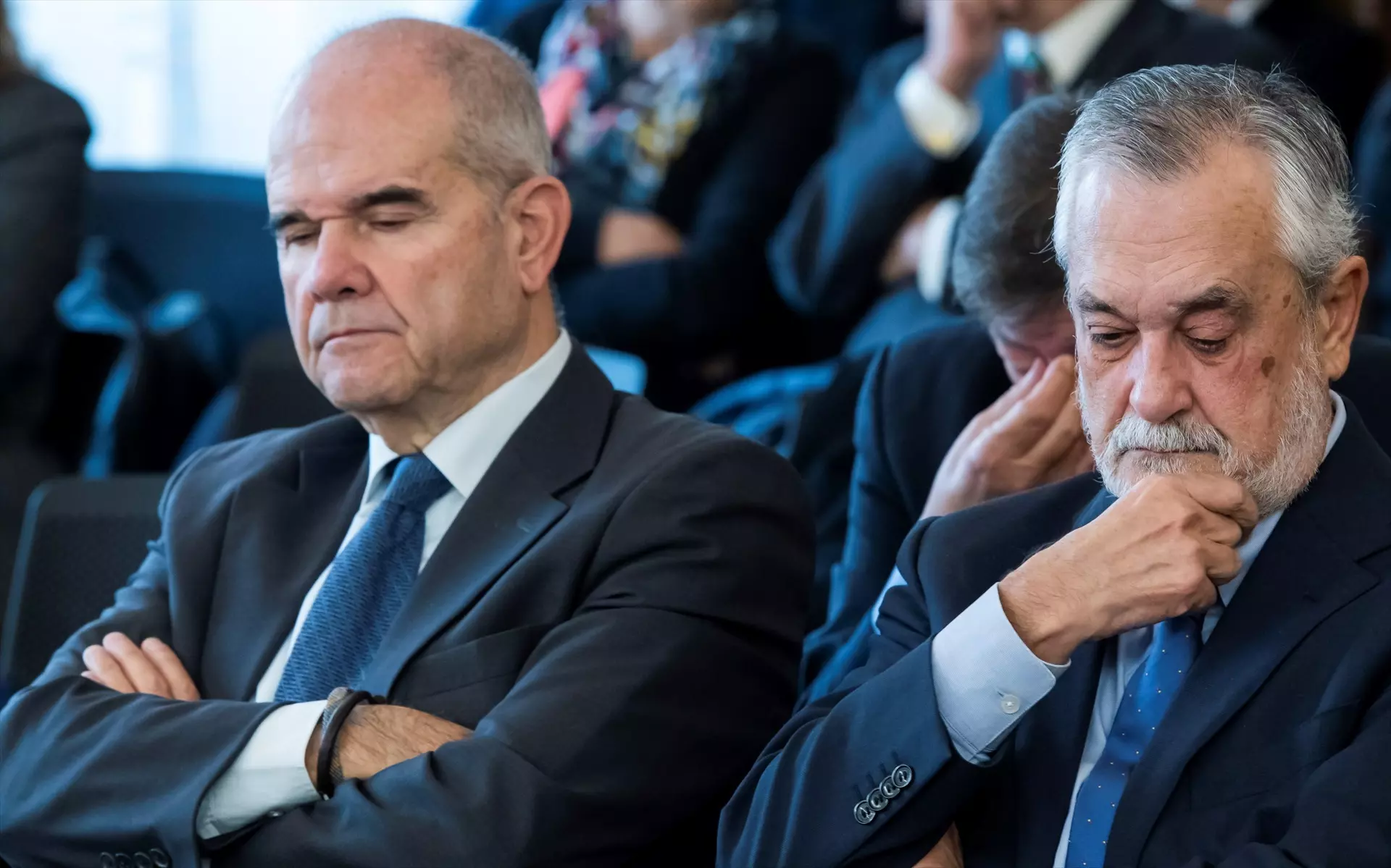 Los expresidentes andaluces Manuel Chaves y José Antonio Griñán, durante el juicio. Archivo. — Europa Press