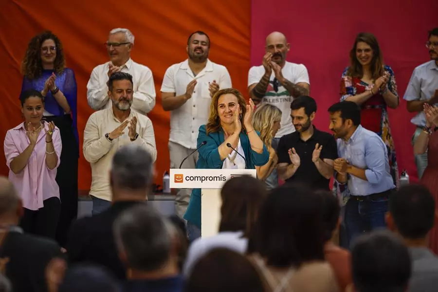 La número uno de Sumar a las elecciones europeas, Estrella Galán, este viernes en València. — Biel Aliño / EFE