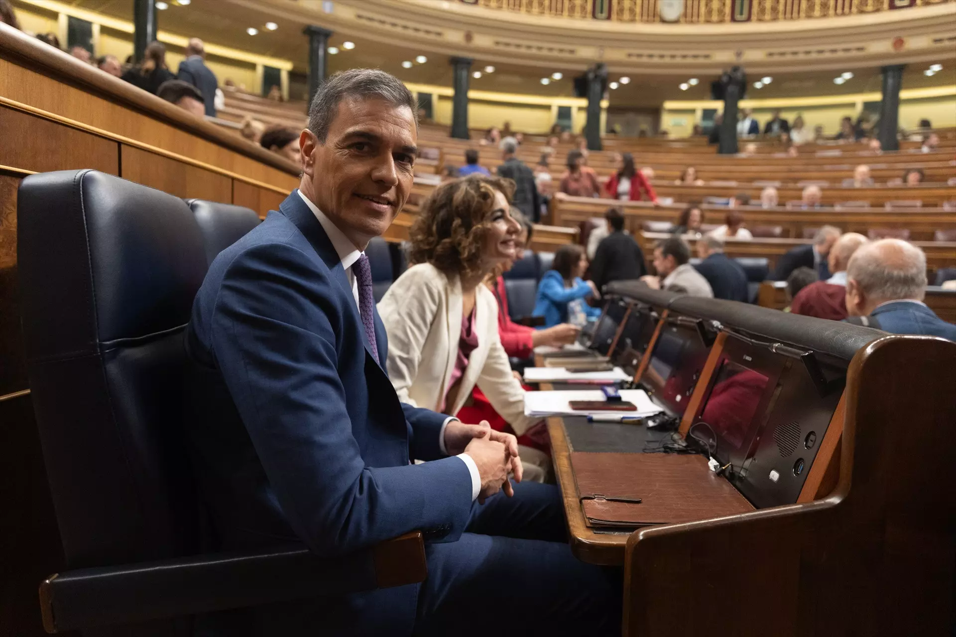 Pedro Sánchez, este miércoles en la sesión de control al Gobierno celebrada en el Congreso. — Eduardo Parra / Europa Press