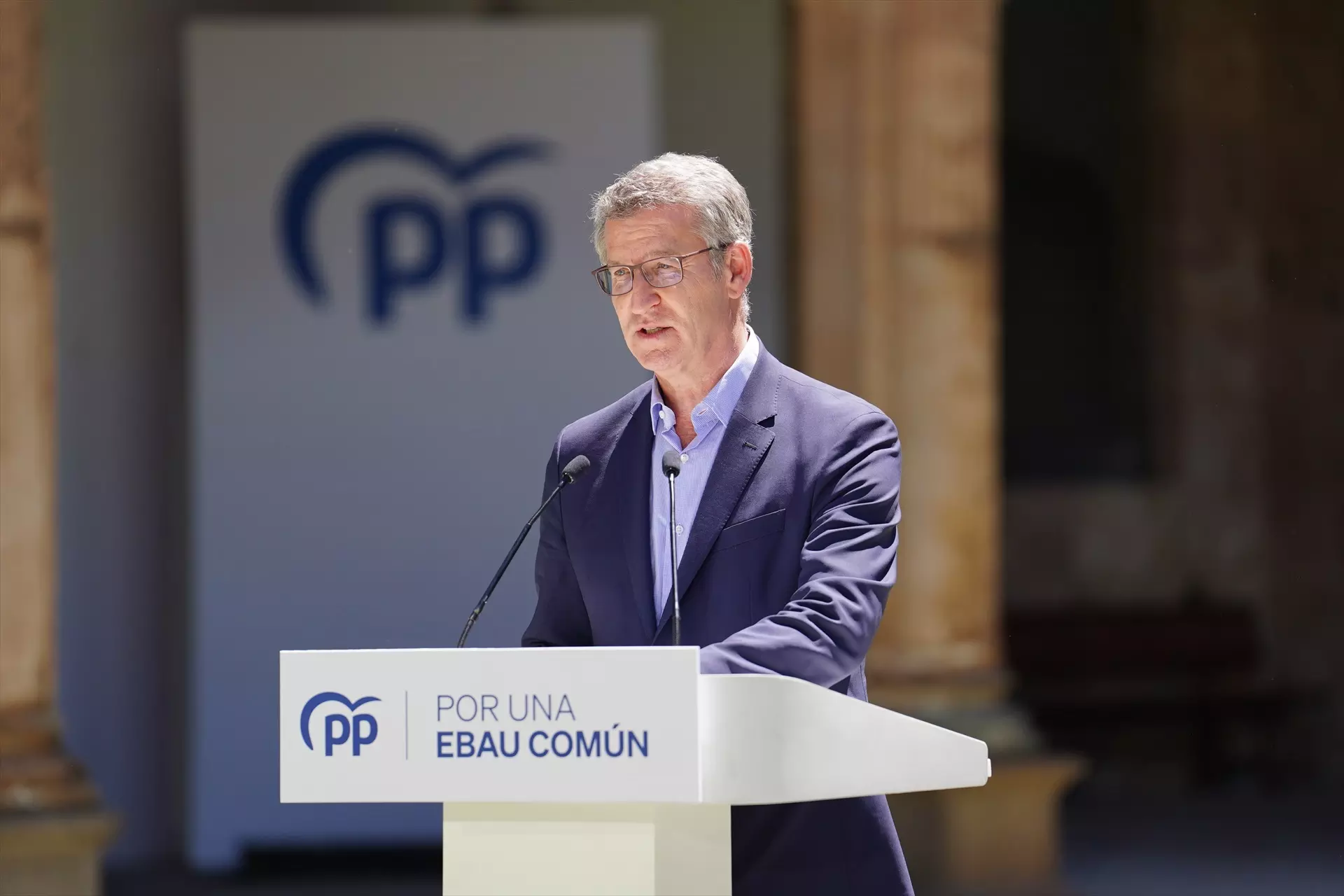 El presidente del Partido Popular, Alberto Núñez Feijóo, este lunes en Salamanca. — Manuel Ángel Laya / Europa Press