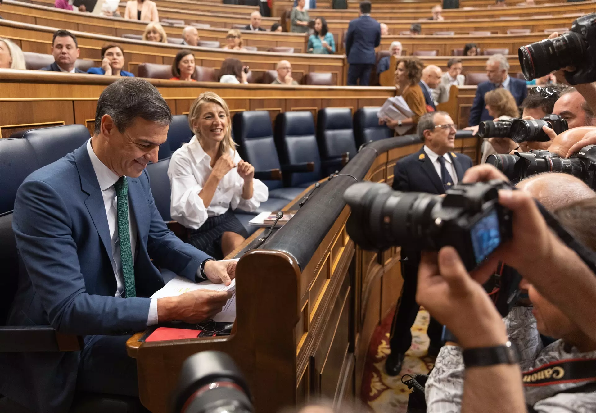 Pedro Sánchez y Yolanda Díaz, el pasado 26 de junio en el Congreso. — Eduardo Parra / Europa Press