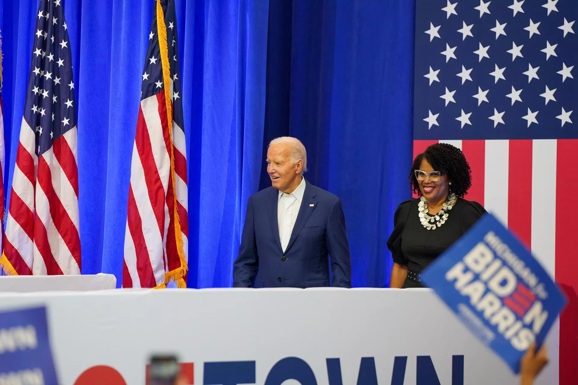 El presidente de Estados Unidos, Joe Biden, en un acto de campaña en Detroit, Michigan. — DIEU-NIALO CHERY / EFE