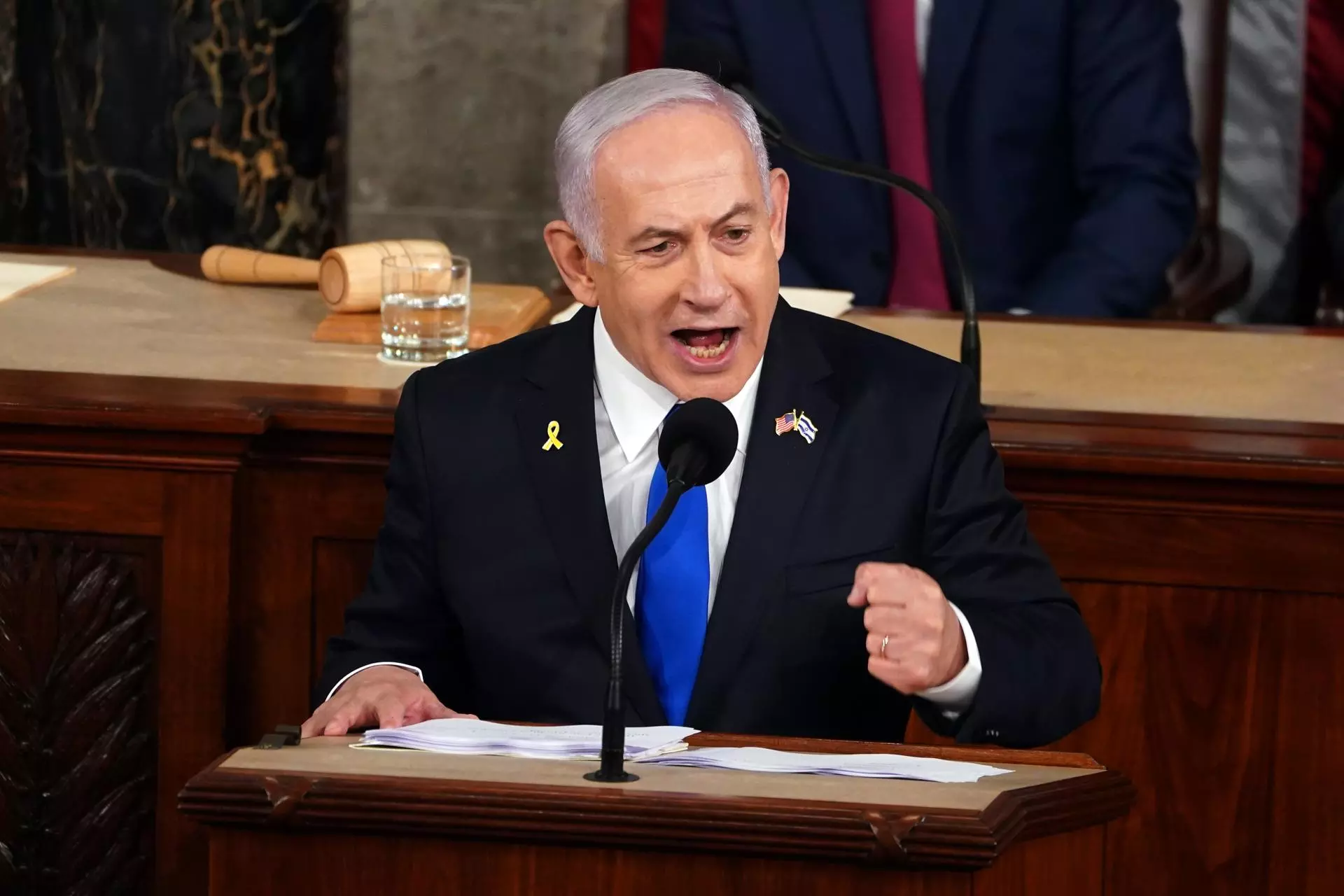 El primer ministro israelí, Benjamin Netanyahu, se dirige al Congreso de EEUU. — WILL OLIVER / EFE