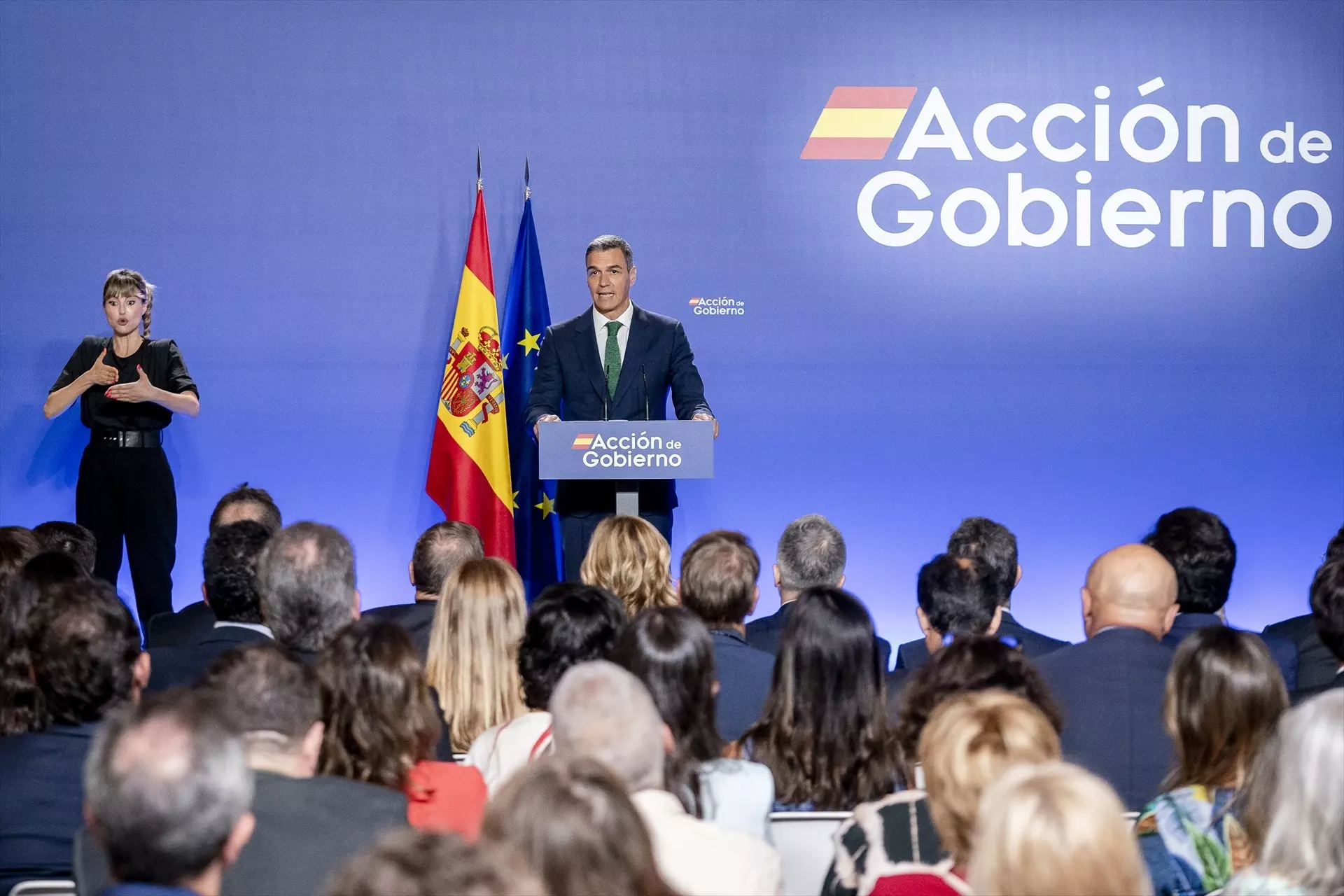 El presidente del Gobierno, Pedro Sánchez, durante el acto de apertura de curso político en el Instituto Cervantes este miércoles. — A.Pérez Meca / Europa Press