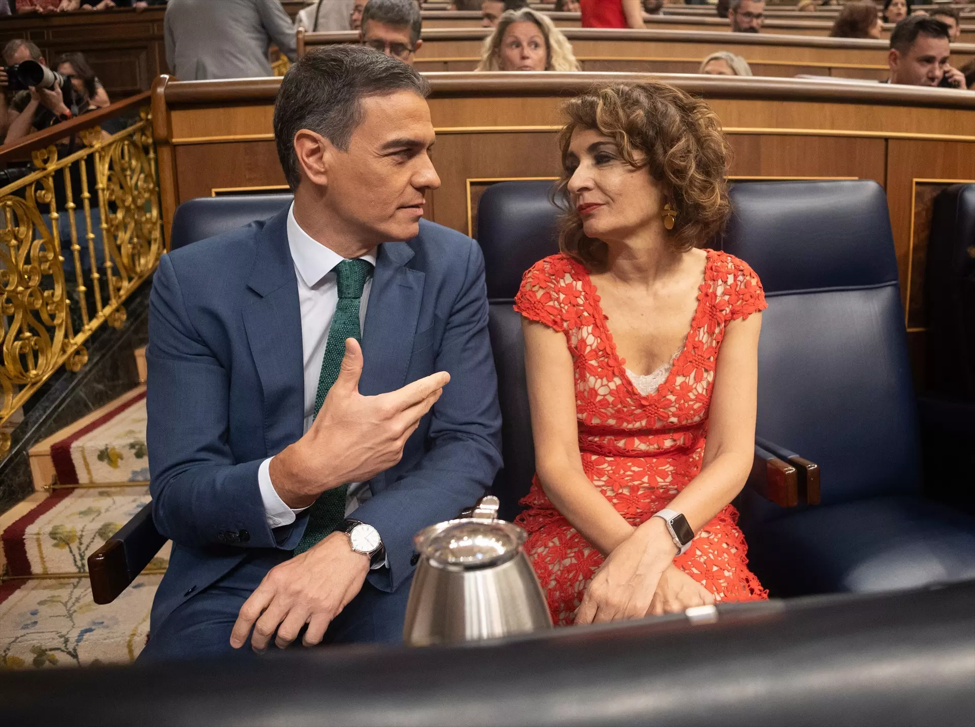 Pedro Sánchez y María Jesús Montero, durante un pleno en el Congreso de los Diputados en julio. — Eduardo Parra / Europa Press