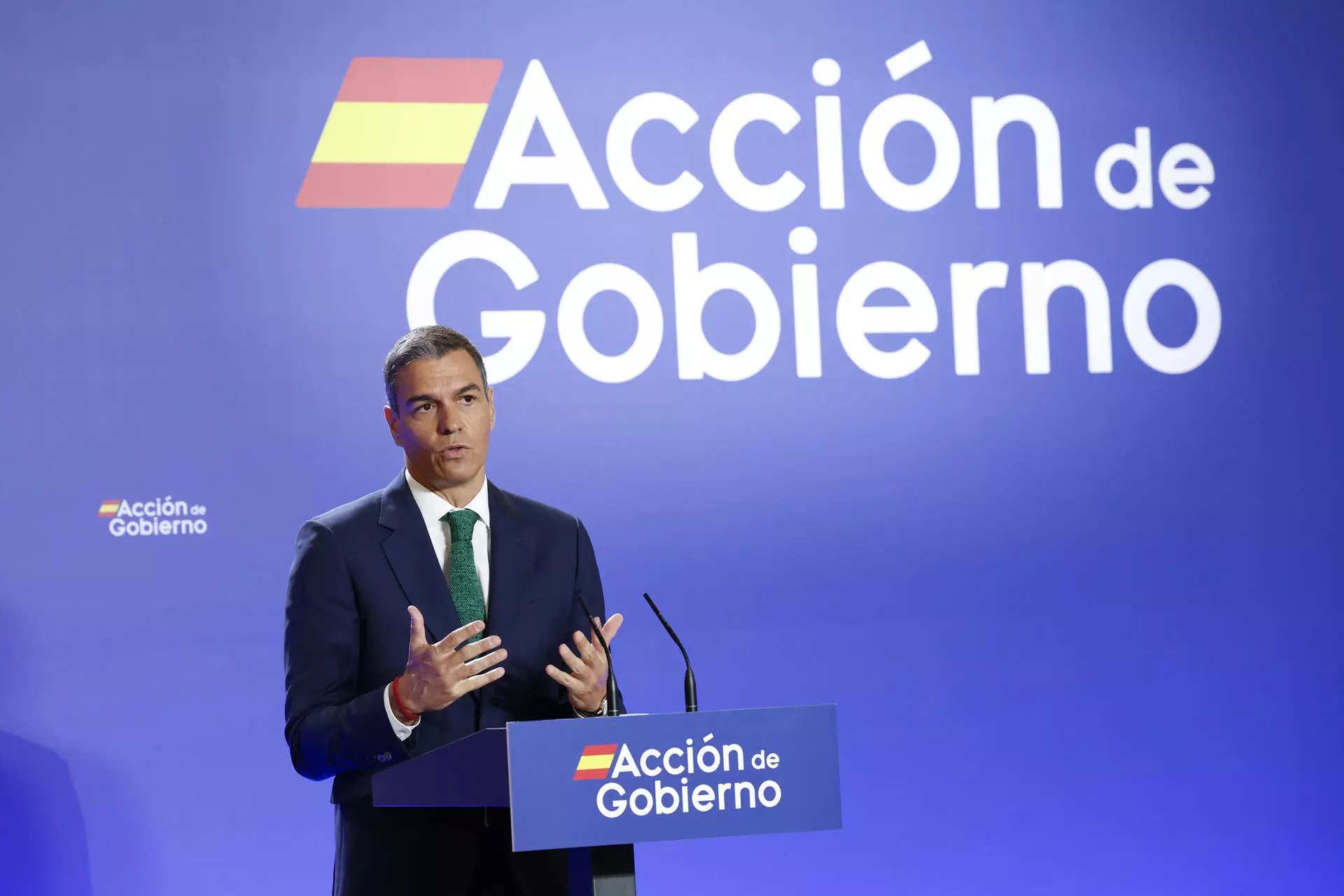 El presidente del Gobierno, Pedro Sánchez, expone sus prioridades para el nuevo curso político en un acto celebrado este miércoles en el Instituto Cervantes, en Madrid. — J.P Gandul / EFE