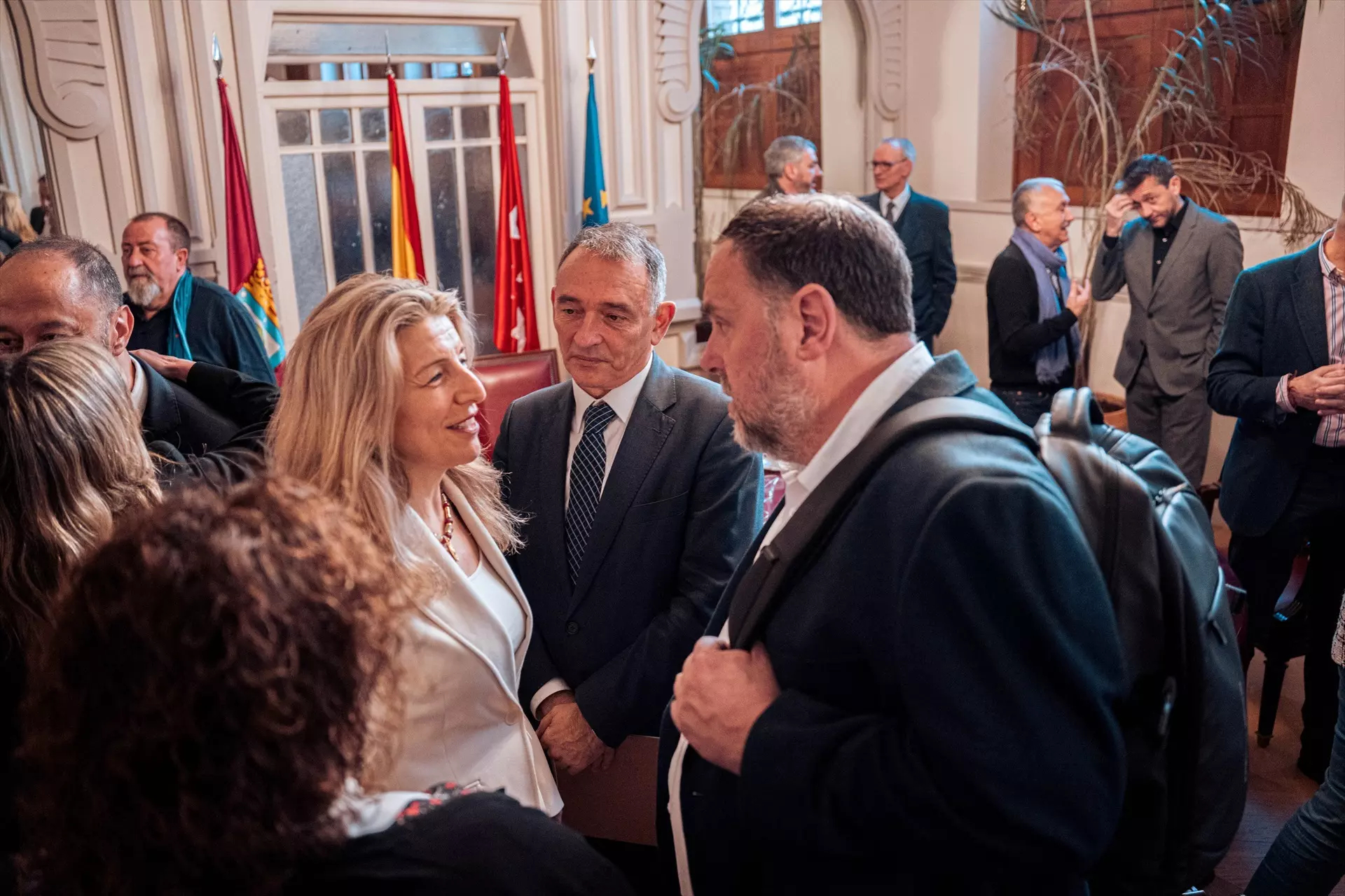 Yolanda Díaz y Oriol Junqueras, en un desayuno en el Ateneo de Madrid en febrero de 2024. — Gabriel Luengas / Europa Press