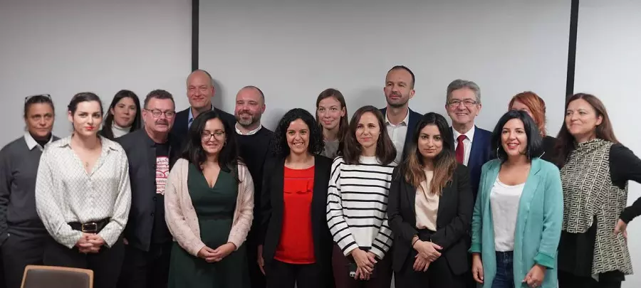 Manon Aubry (Francia Insumisa), Ione Belarra (Podemos) y otros dirigentes de la izquierda, en una imagen de archivo. — Twitter