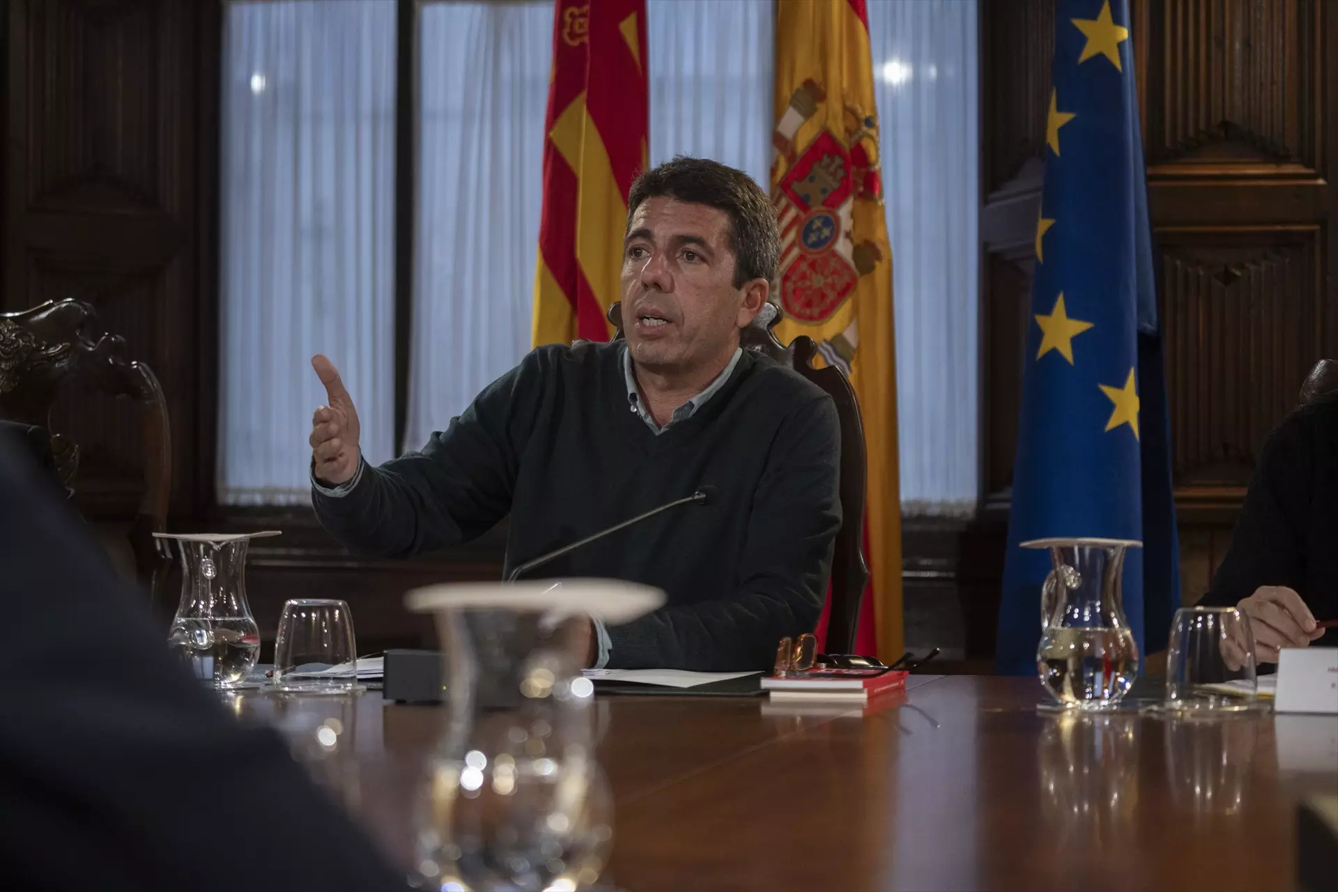 El president de la Generalitat valenciana, Carlos Mazón, durante un pleno extraordinario del Consell. — Jorge Gil / Europa Press