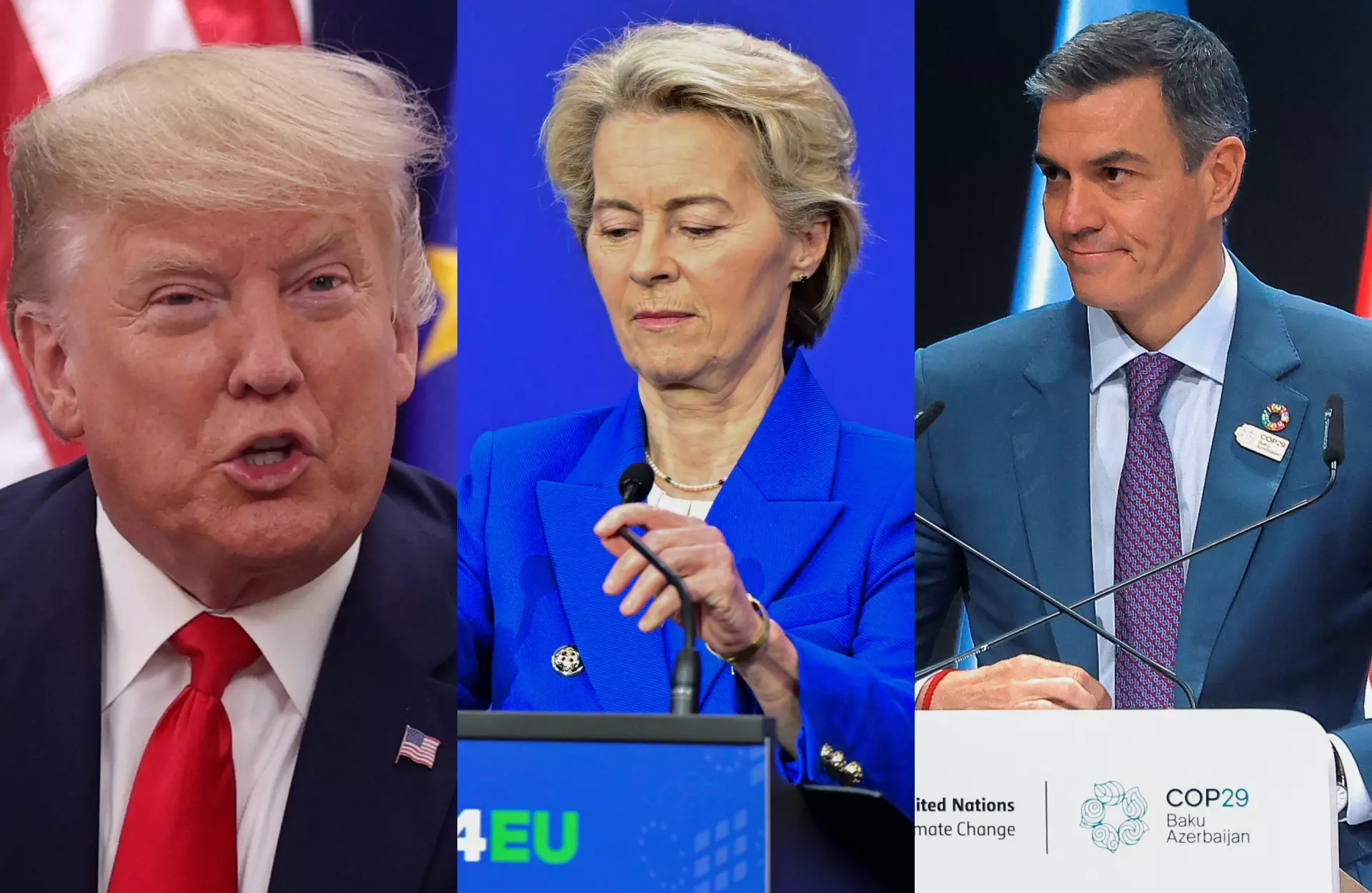 De izquierda a derecha, Donald Trump, Ursula von der Leyen y Pedro Sánchez. — Reuters