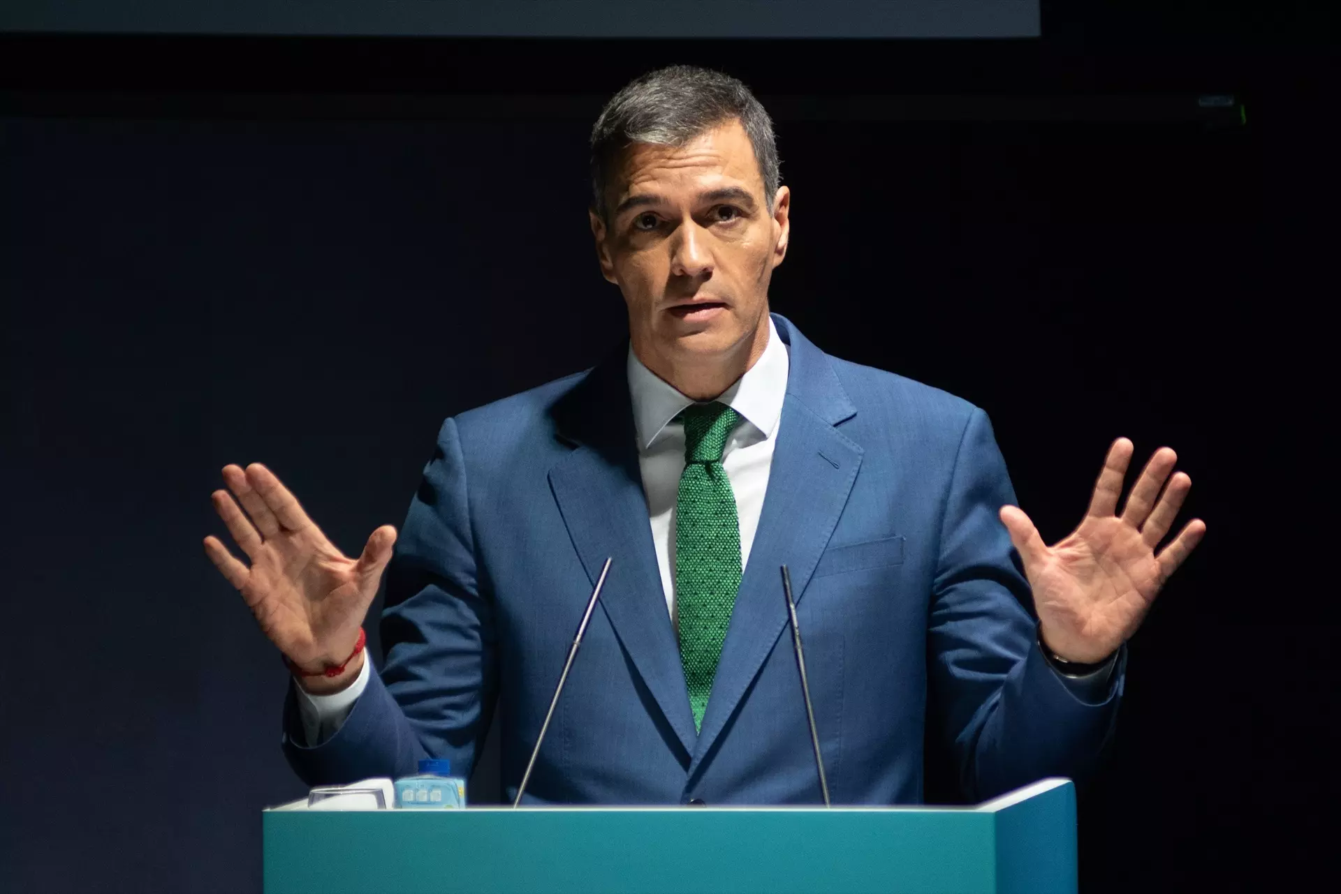 El presidente del gobierno, Pedro Sánchez, durante la apertura del evento 'World in Progress' de Grupo Prisa, a 14 de octubre de 2024, en Barcelona. — David Zorrakino / Europa Press