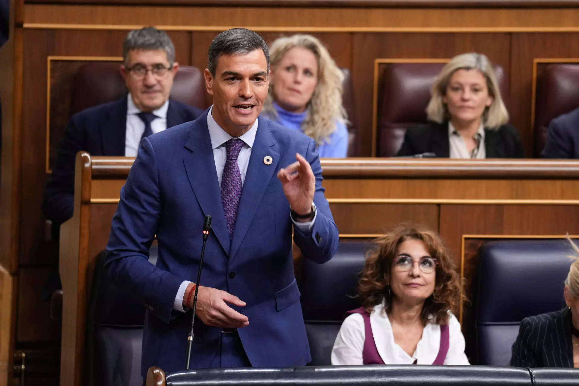 El presidente del Gobierno, Pedro Sánchez, durante una de sus intervenciones este miércoles en el Congreso. — Borja Sánchez-Trillo / EFE