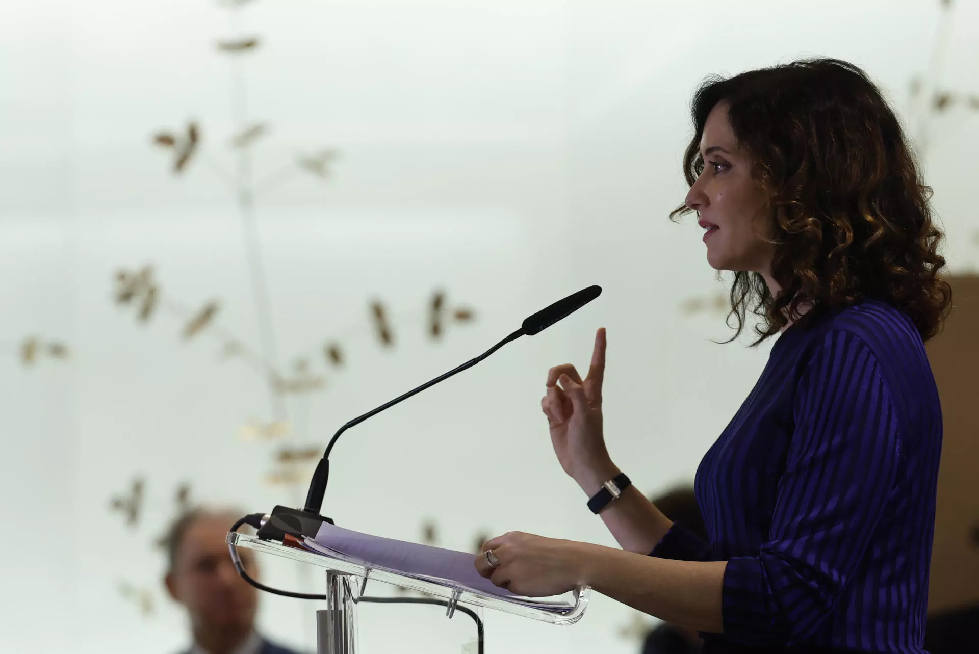 La presidenta de la Comunidad de Madrid, Isabel Díaz Ayuso, interviene en el acto 'México y España, en Madrid. — EFE/ Javier Lizón